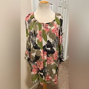 Catherines Tropical Print Top